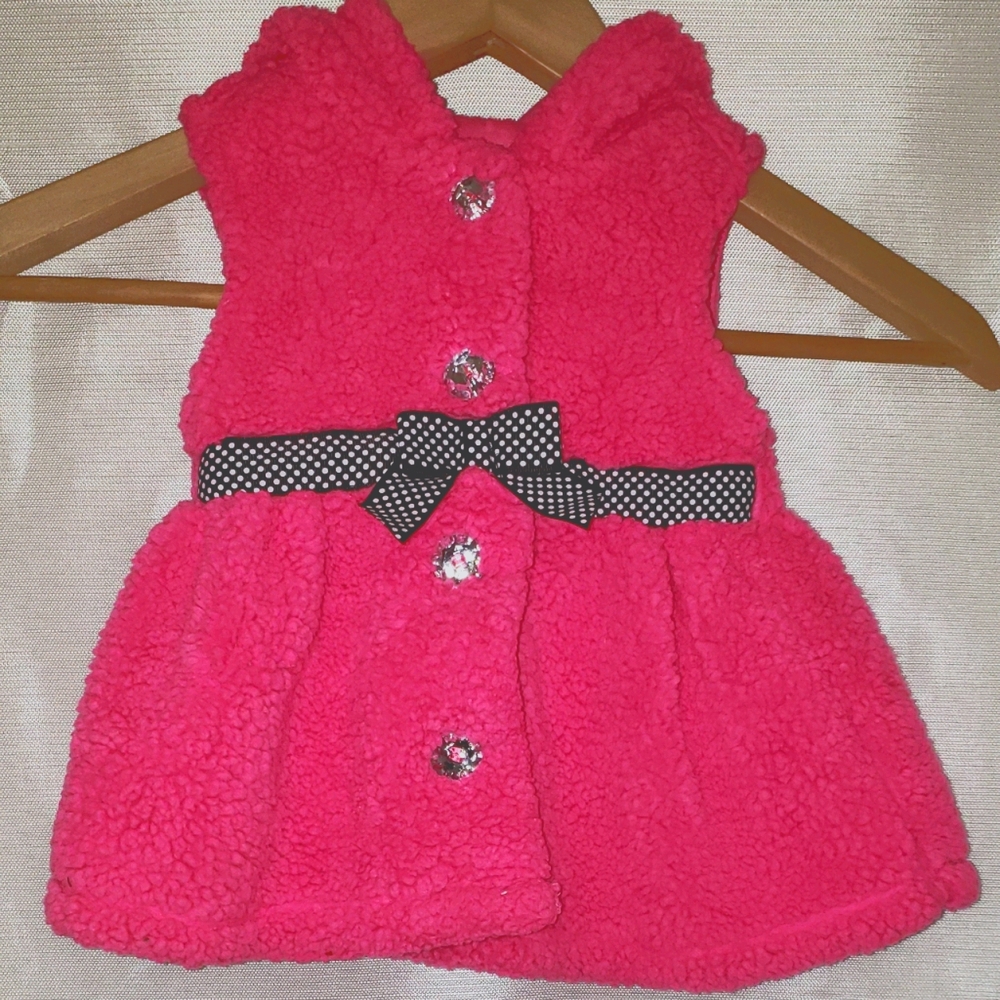 Toddler's  pink wool vest dress